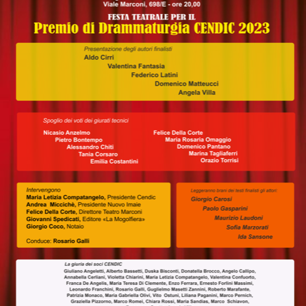 PREMIO DI DRAMMATURGIA CENDIC 2023 - VI EDIZIONE